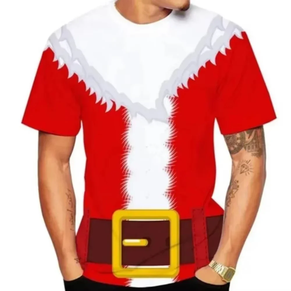 Funny Men 3D Fake Muscle Printing T Shirt For Ugly Christmas T-shirts Kids Fashion Streetwear Short Sleeves New Cosplay Tops
