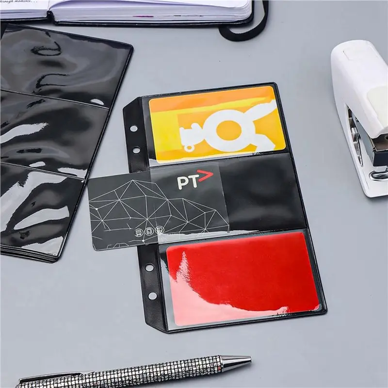 ●36Pcs Black A6 Binder Pockets PVC Cash Envelopes Budget Money Zipper Pouch Reusable Envelopes For Cash 3 Grid
