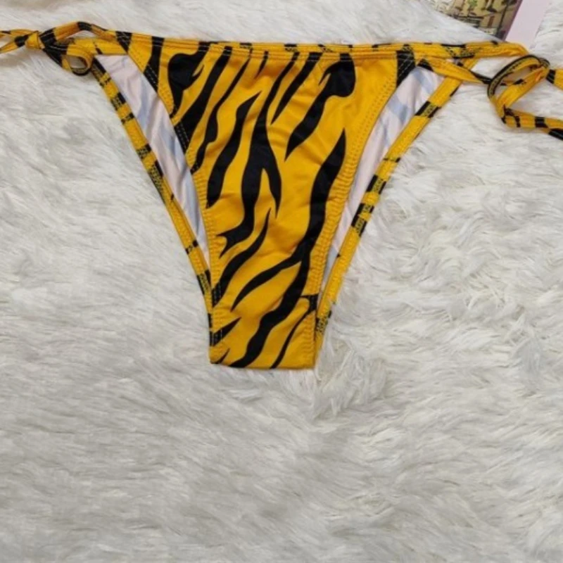 American Retro Black Yellow Zebra Print Print Bikini Set Women Sexy Hot Girl Beach Style Swimsuit Y2k Fashion Vacation Swimwear - Image 5