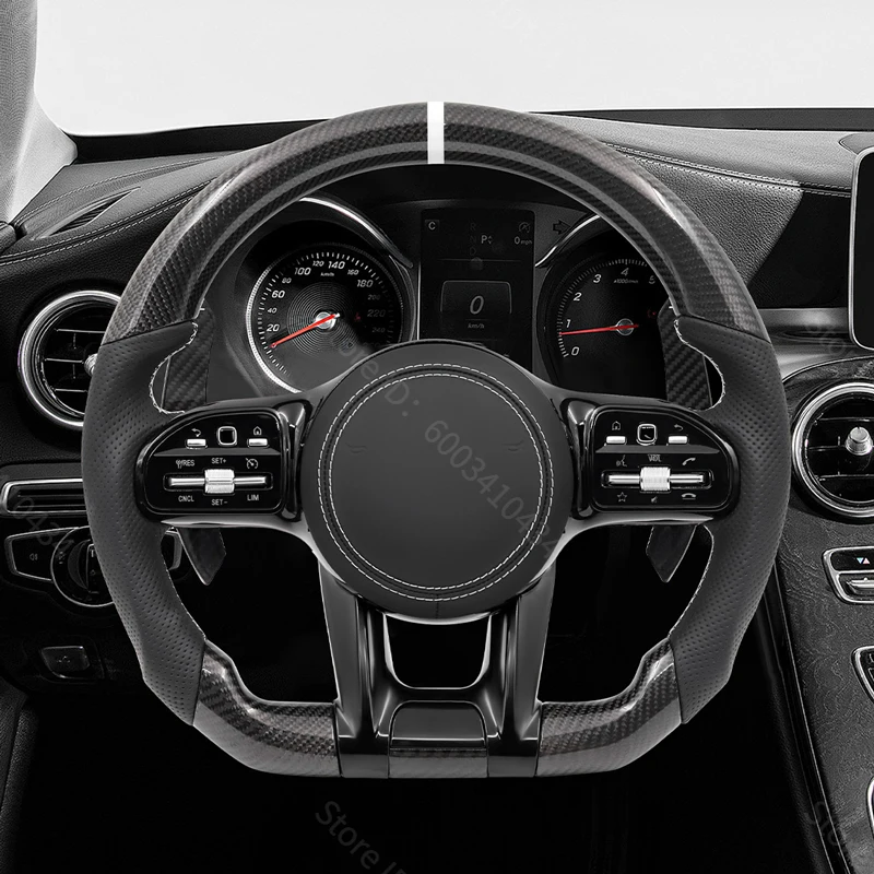 

Carbon fiber steering wheel with Airbag for Benz W177 C118 X247 A35 A45 C43 C63 E53 E63 GLE53 Car Accessories old to new upgrade