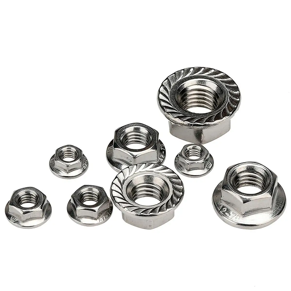 M3 M4 M5 M6 M8 M10 M12 304 Stainless Steel Hexagon Hex Head Serrated Spinlock Flange Nut Locknut Lock Nut DIN6923