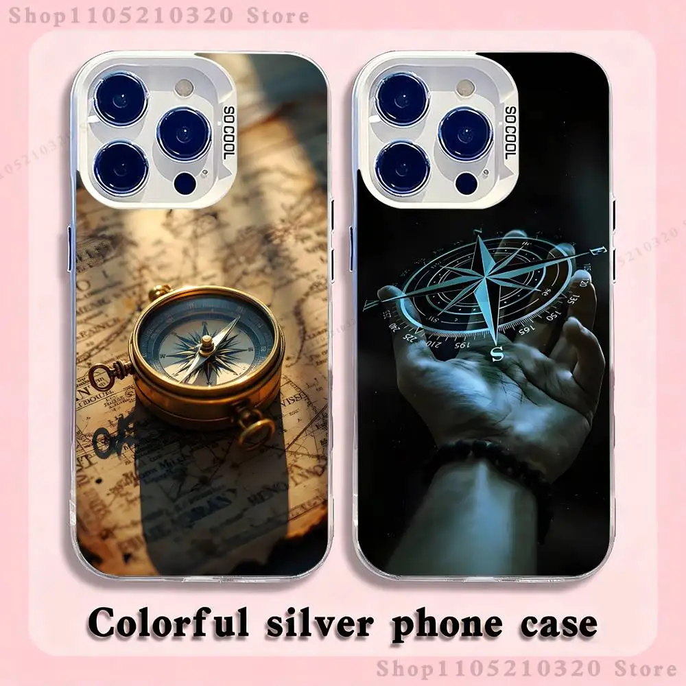

Compass Phone Case For iPhone 17,16,15,14,13,12,11,Pro,XS,Max,Plus,Mini,SE4,E white Matte Shockproof Cover