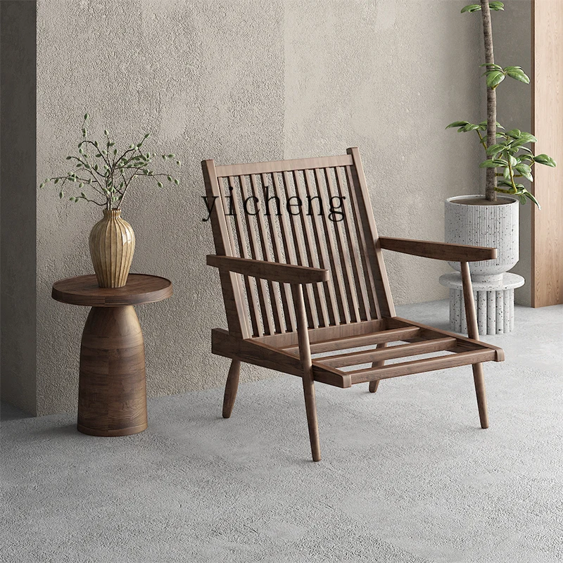 ZZ wabi-sabi الرياح الخشب الصلب كرسي أريكة واحد الحديثة الطراز العتيق فندق B & B كرسي الترفيه الصيني الجديد #3