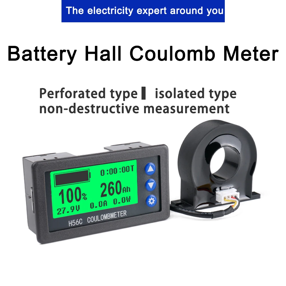 

Battery Monitor LCD Hall Coulomb Meter 100V 50A 100A 200A 300A 400A 500A Lifepo4 Lead-acid Li-ion Lithium Capacity Power Display