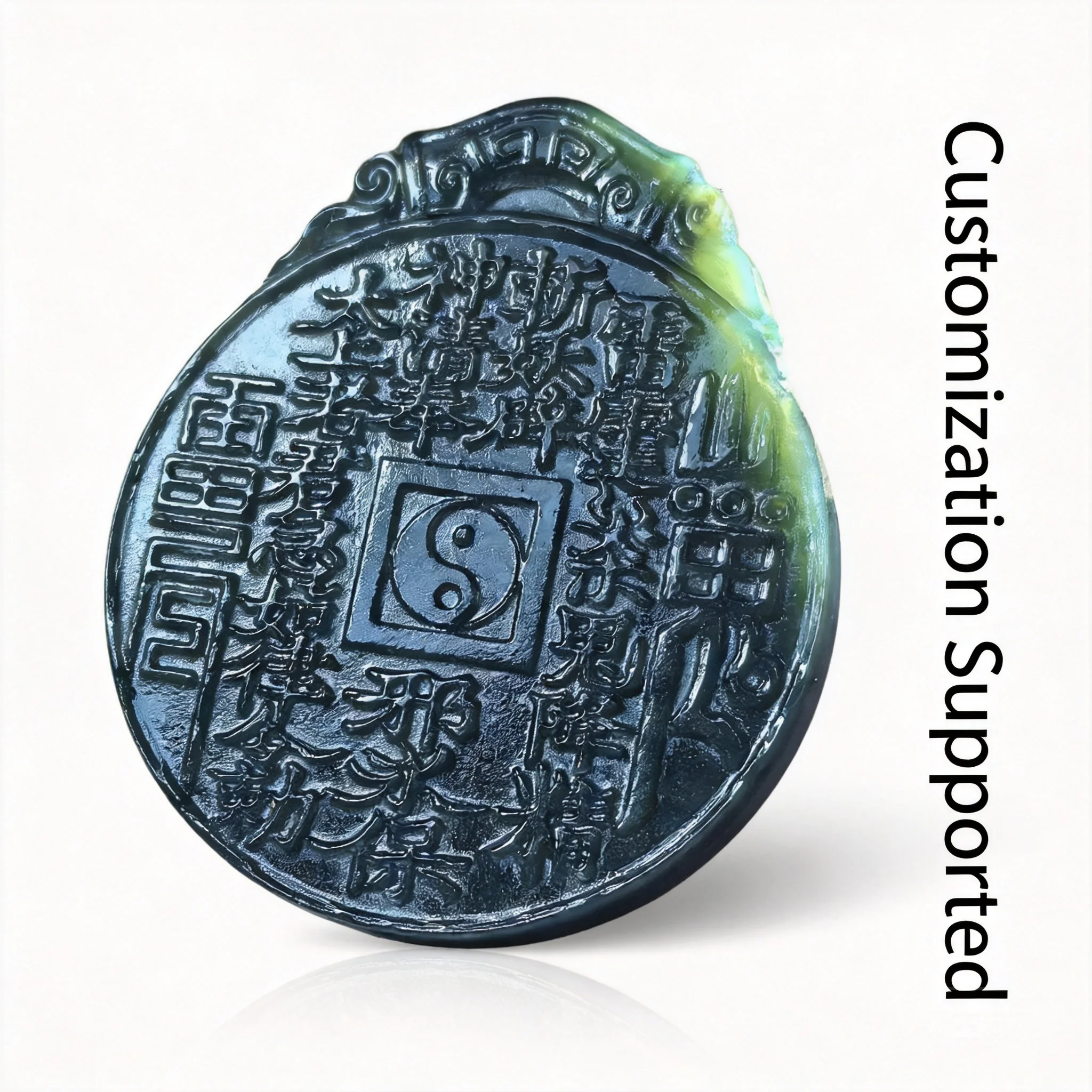 Natural Hetian Jade Chinese Style Taoist Yin Yang Bagua Lucky Blessing Pendant Unisex Good Fortune Amulet Necklace Luxuryizable