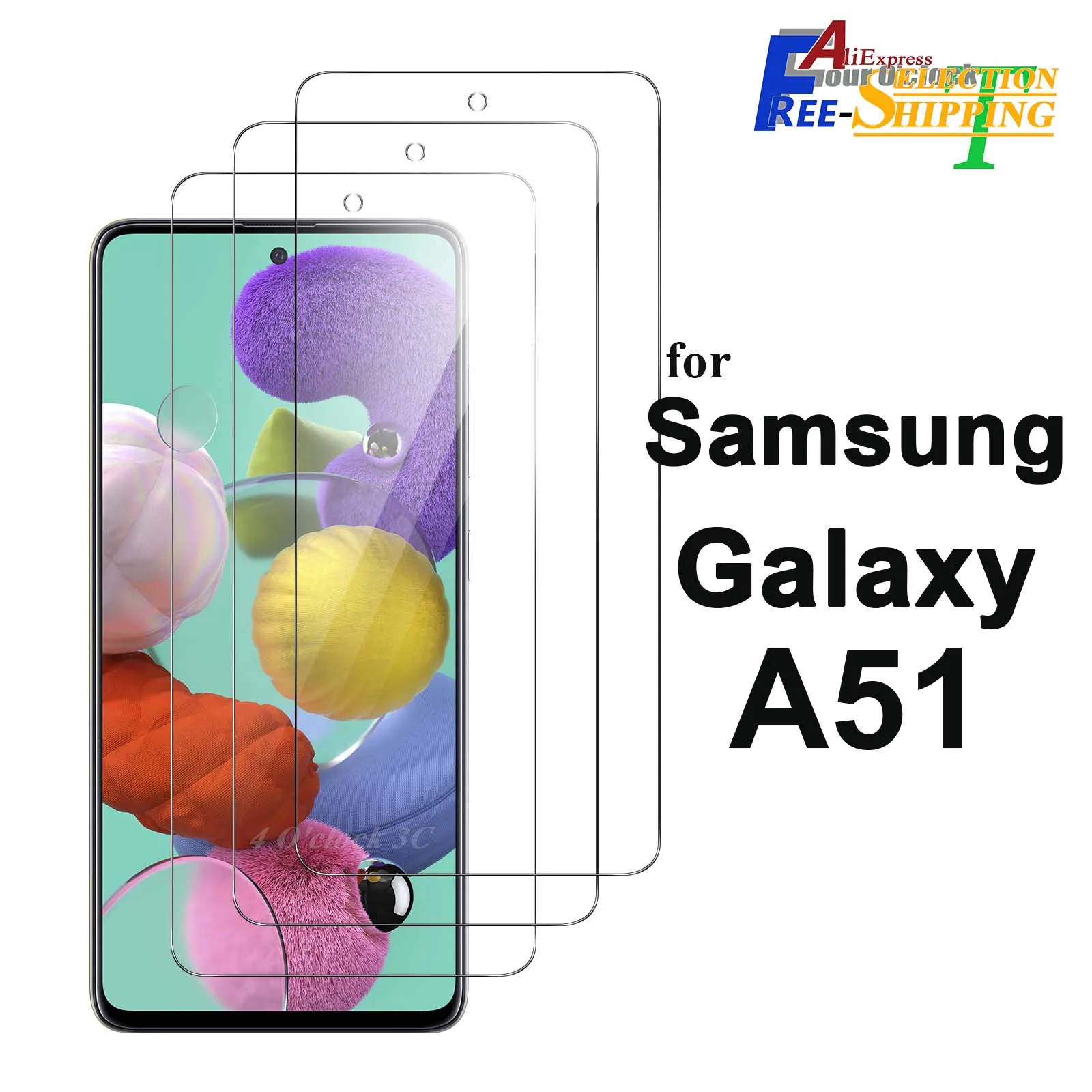 

For Samsung Galaxy A51 6.5 inch Tempered Glass Screen Protector Crystal Mica 9H Protective HD Clear Transparent Anti Scratch