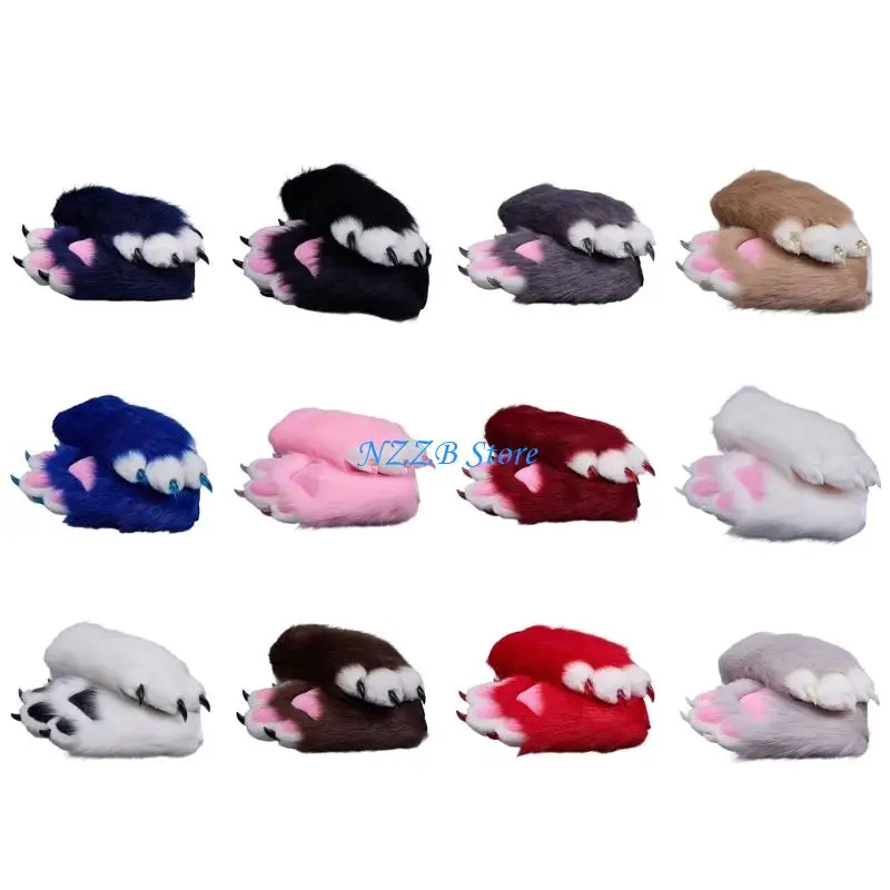 

T21F Animal Cosplay Costume Gloves Nails Rabbit Fursuit Animal Furry Glove