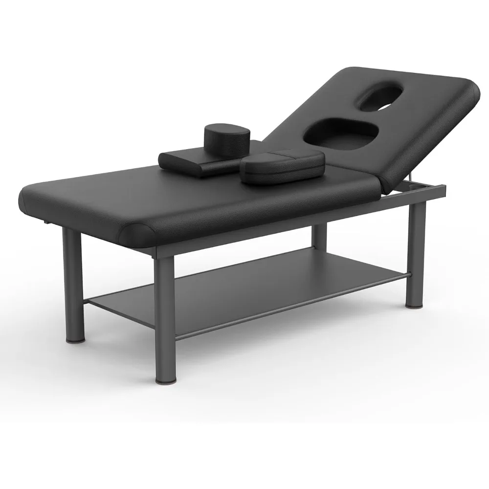 

Massage Table 700LBS Heavy Duty Professional Stationary, 31.5" W 75" L Wide Massage Bed with Backrest, Metal Frame PU Leather