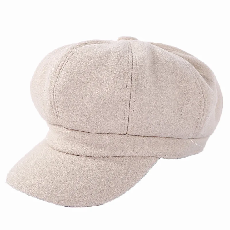 Winter Women\'s Cap Beret Octagonal Hats For Women Thick Warm Painter Caps Women Solid Color Vintage Newsboy Cap Female Lady Hat