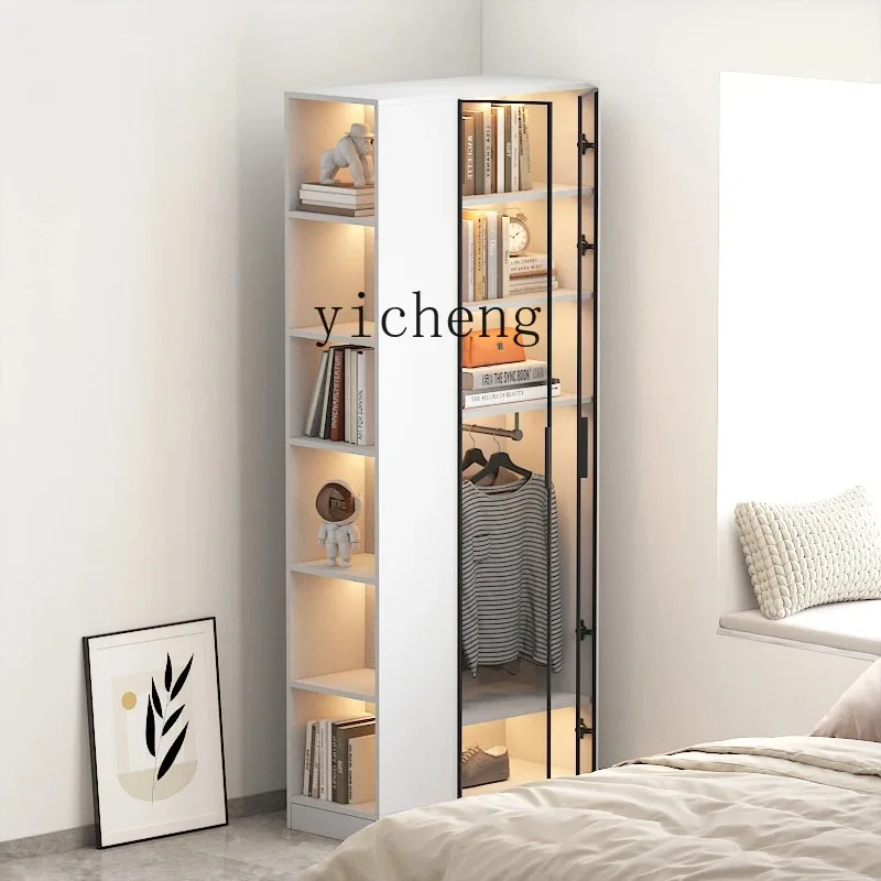 M-g8  Corner Wardrobe With Single Wardrobe Household Bedroom Bookcase Small Apartment Wardrobe Shoes And Hats Integrated
