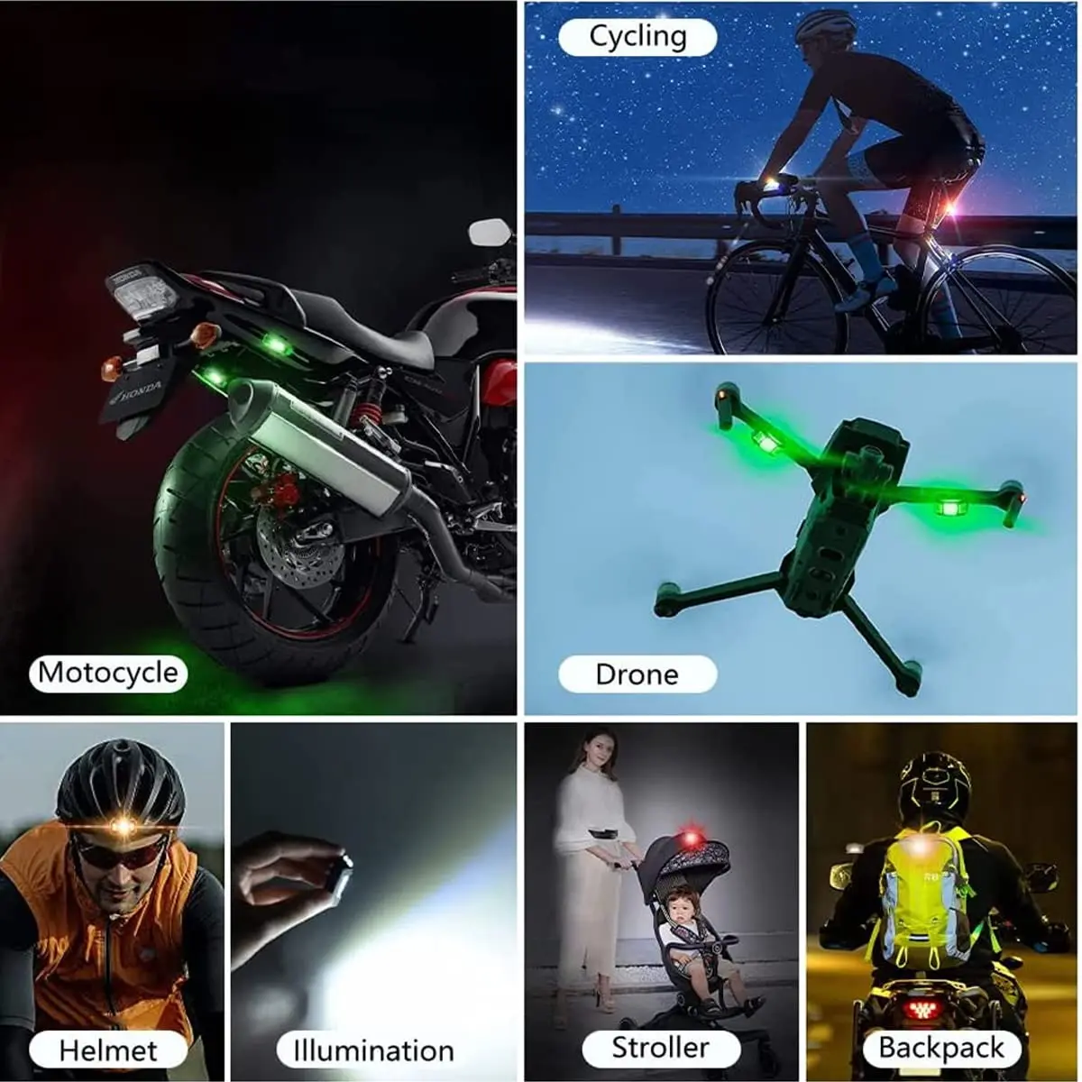 Motorcycle Light Drone Strobe Light 7 Color Mini USB LED Anti-Collision Bike Aircraft Night Flying Flashing Warning Signal Light