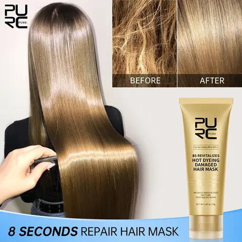 PURC 8 초 헤어 마스크 프로페셔널 케라틴 트리트먼트 크림 스무딩 스트레이트 닝 소프트 리페어 손상된 프리즈 헤어 케어 제품