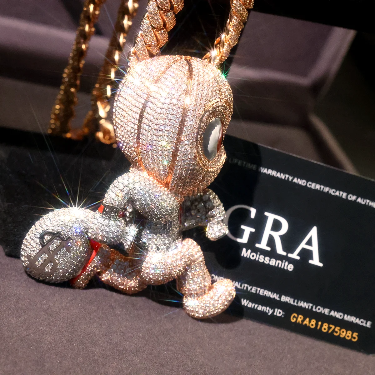Iced Out Baby Cartoon Pendant Necklace for Men with Full CZ/Moissanite Hip Hop Bling Rapper Jewelry Luxury Sparkling Dazzling
