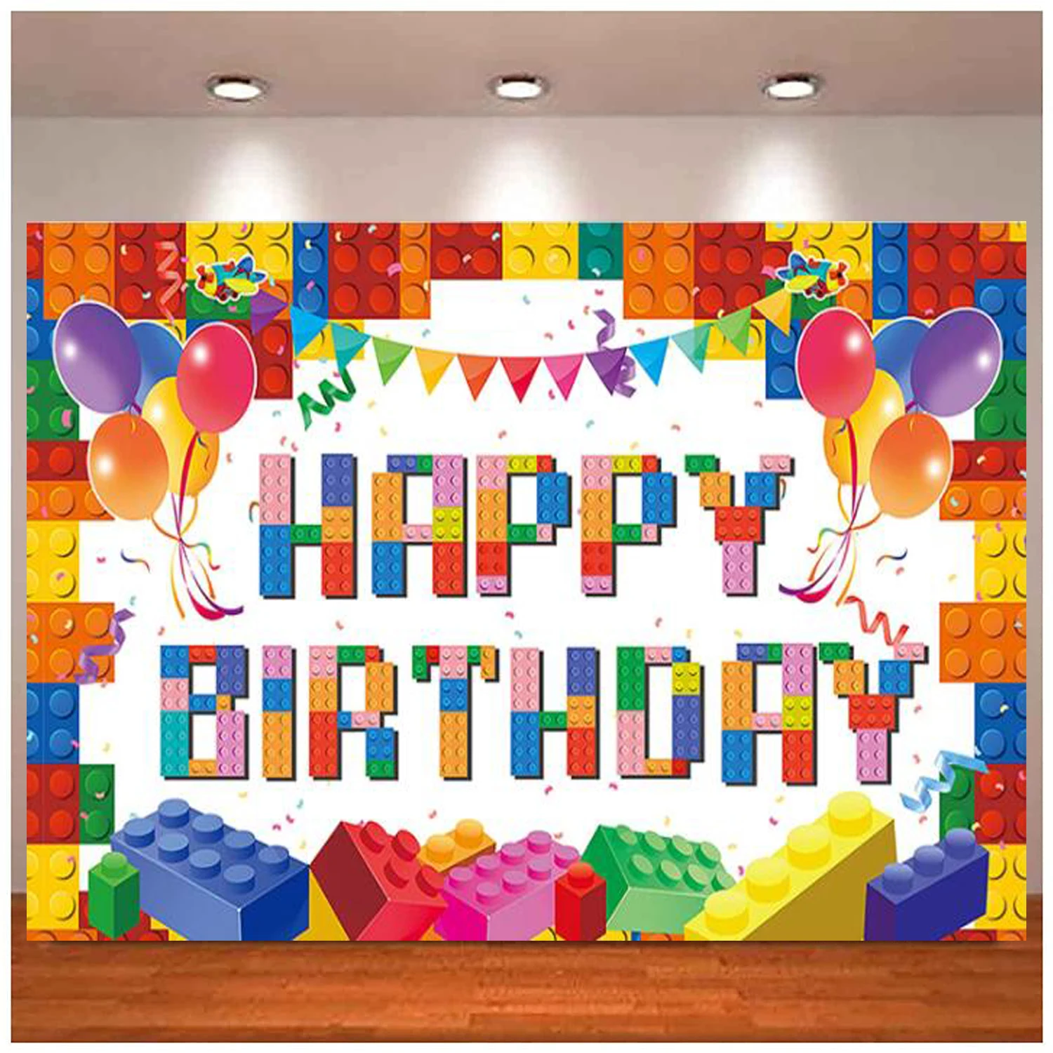 

Colorful Building Blocks Birthday Photography Backdrop Children's Party Decorations Theme Party Supplies Background