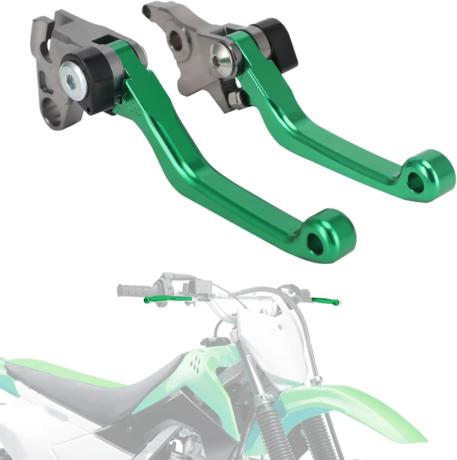 

Adjustable CNC Motorcycle Brake Clutch Lever Set for KLX140 08-21, KLX300R 20-24, Green