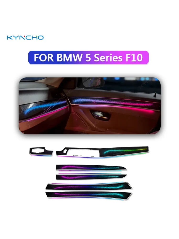 Zestaw oświetlenia ambientowego LED do samochodu BMW serii 5 F10, 64 kolory, Dream-color RGB, sterowanie aplikacją Bluetooth, symfoniczne oświetlenie wnętrza. — 2