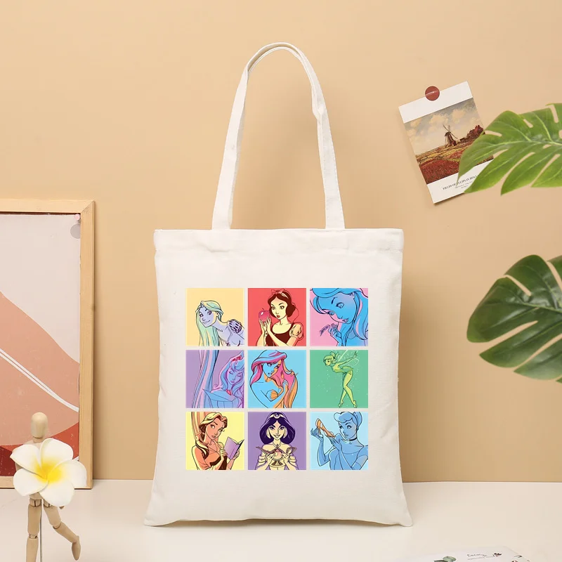 Disney Lilo &Stitch Minnie Mouse Canvas Women\'s Shopping Tote Bag Ladies Cartoon Tote Bag Shopping Cute Bags Casual Shoulder Bag