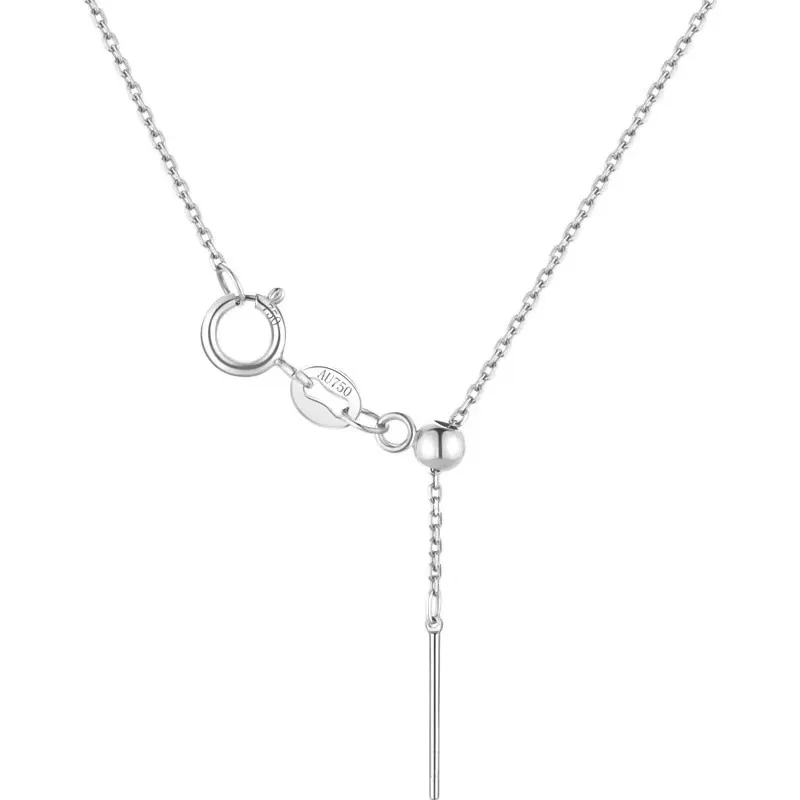 SDOOU Real 18K Gold Necklace AU750 Adjustable 40+5cm Chopin Chain Universal Clavicle Chain Basic Necklace Jewelry For Women Men