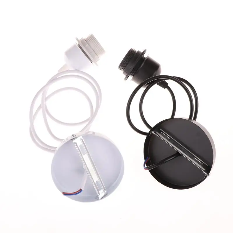 1 Set Nordic Half Teeth Lampshade Base Vintage E27 Hanging Lamp Holders With 0.8/1/1.2/1.5M Cable Ceiling Lamp Holder Socket