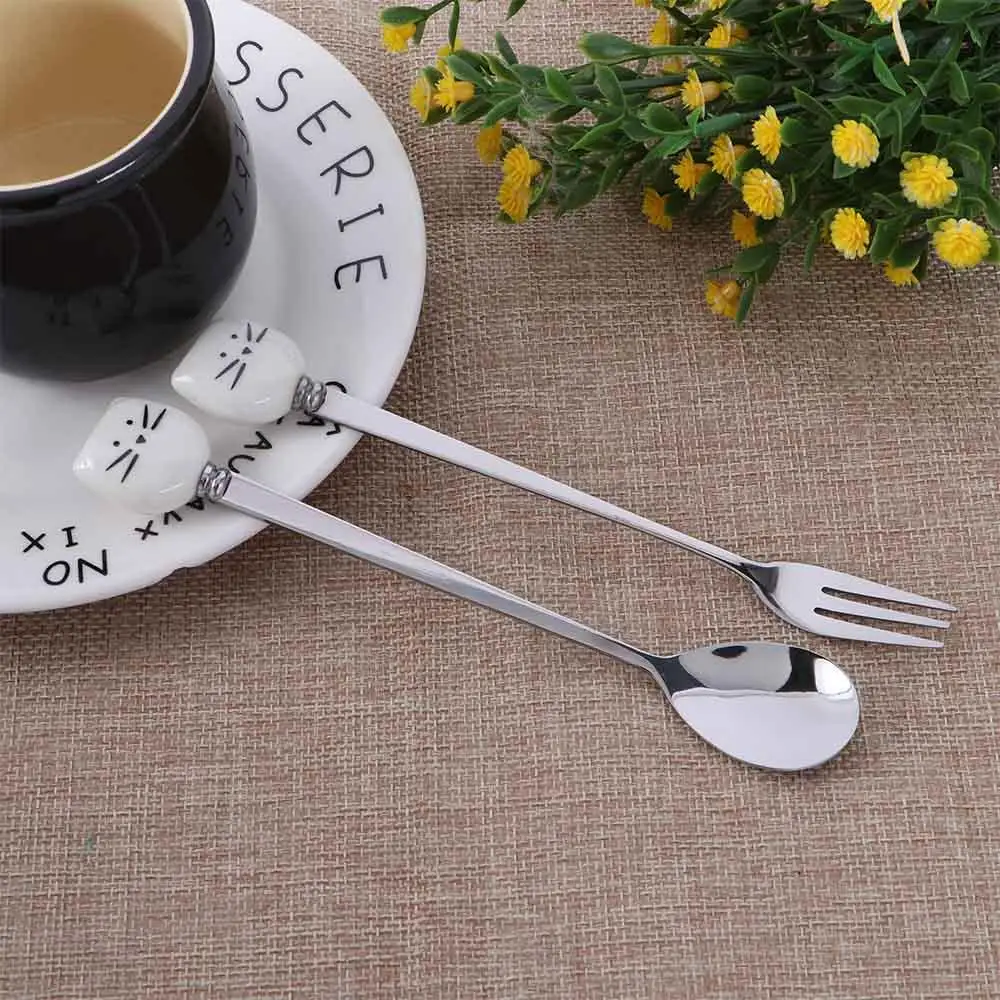 

Cake Ice Cream Tableware Cartoon Stainless Steel Stirring Tool Tea Spoons Cat Dessert Spoon Coffee Stirrer