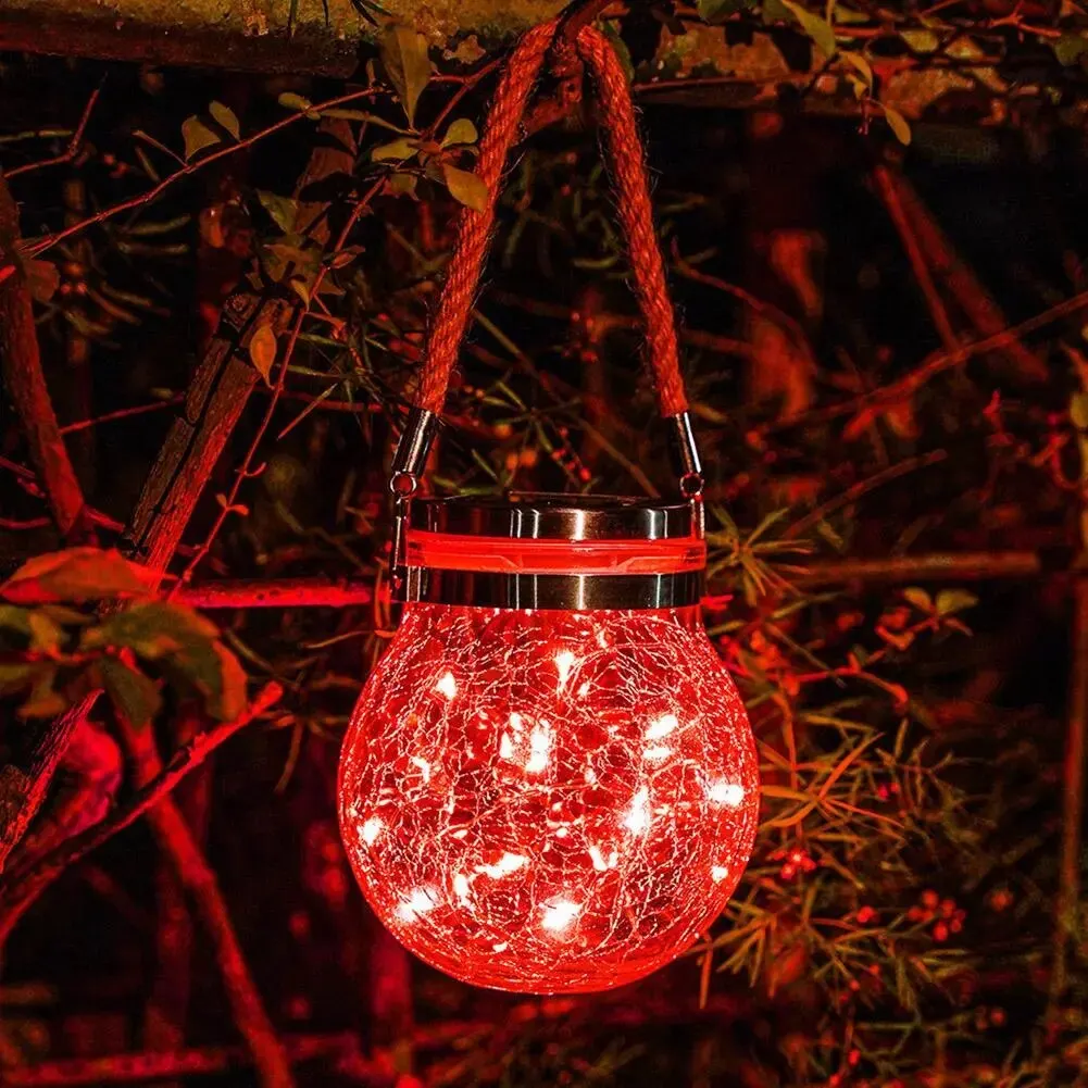 Romantische Solar Crack Ball Glazen Pot Licht Kleurrijke Kerst Lamp Nachtlampje Voor Buitenverlichting Tuindecoratie