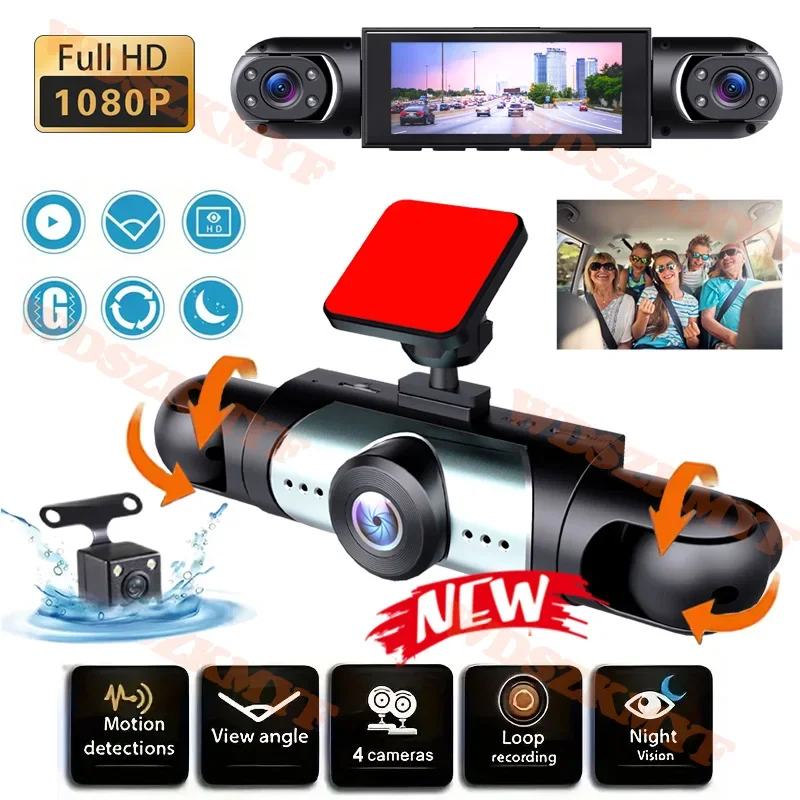 

1080P 3/4 Camera DashCam for Car Video Car DVR Night Vision G-Sensor Front left right With Rear View camera Car Assecories