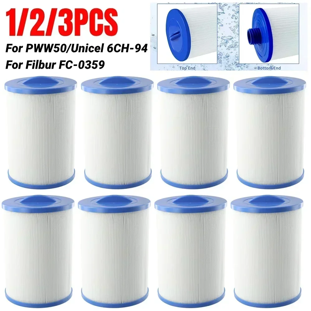 

1-3PCS Swimming Pool Replacement Filter Cartridge For PWW50 Spa Filter Unicel 6CH-940/Filbur FC-0359/Waterways 817-005
