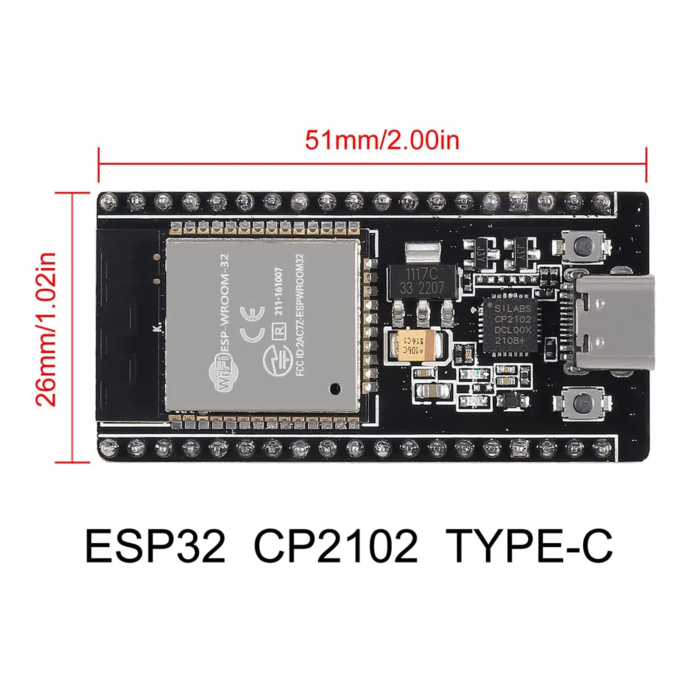 

1Pcs ESP-32S ESP32 Type-C Development Board CP2012 38Pin Dual Core Wi-Fi Bluetooth Board Module