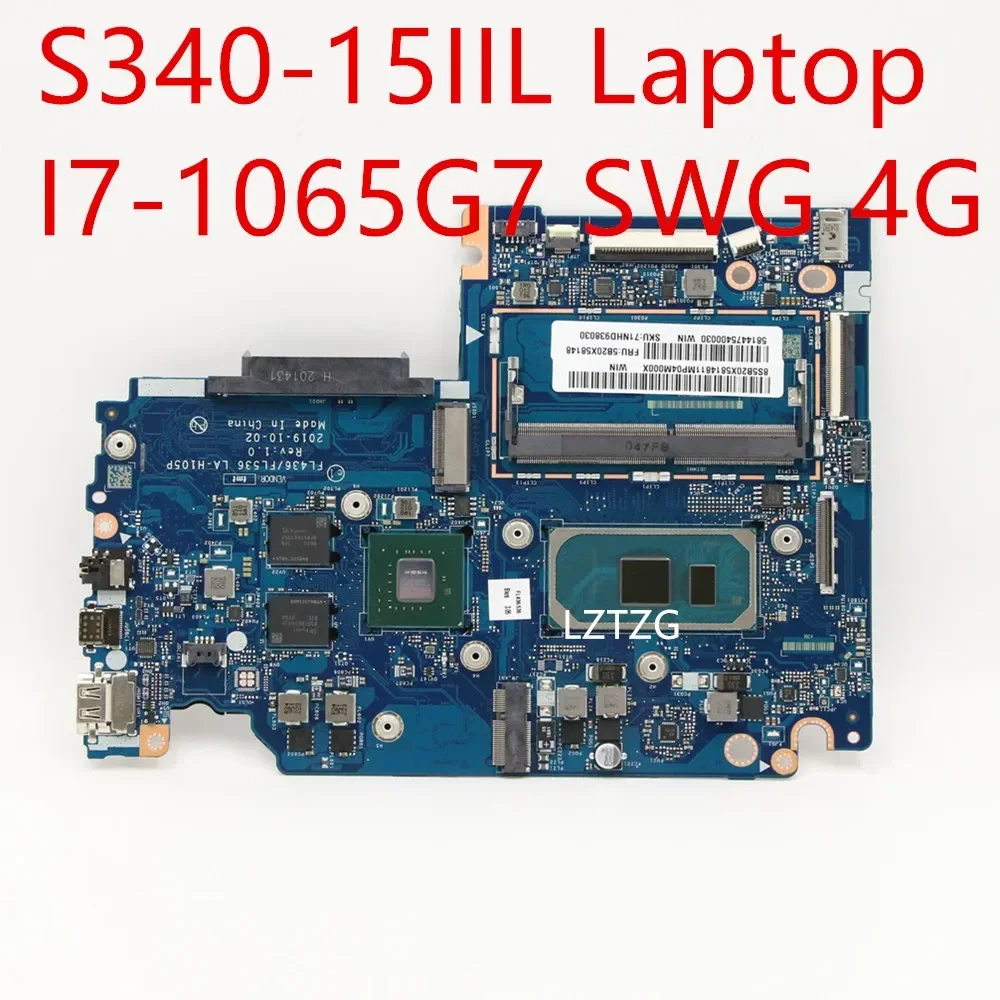 

Материнская плата для ноутбука Lenovo ideapad S340-15IIL, материнская плата I7-1065G7 SWG 4G 5B20X58148