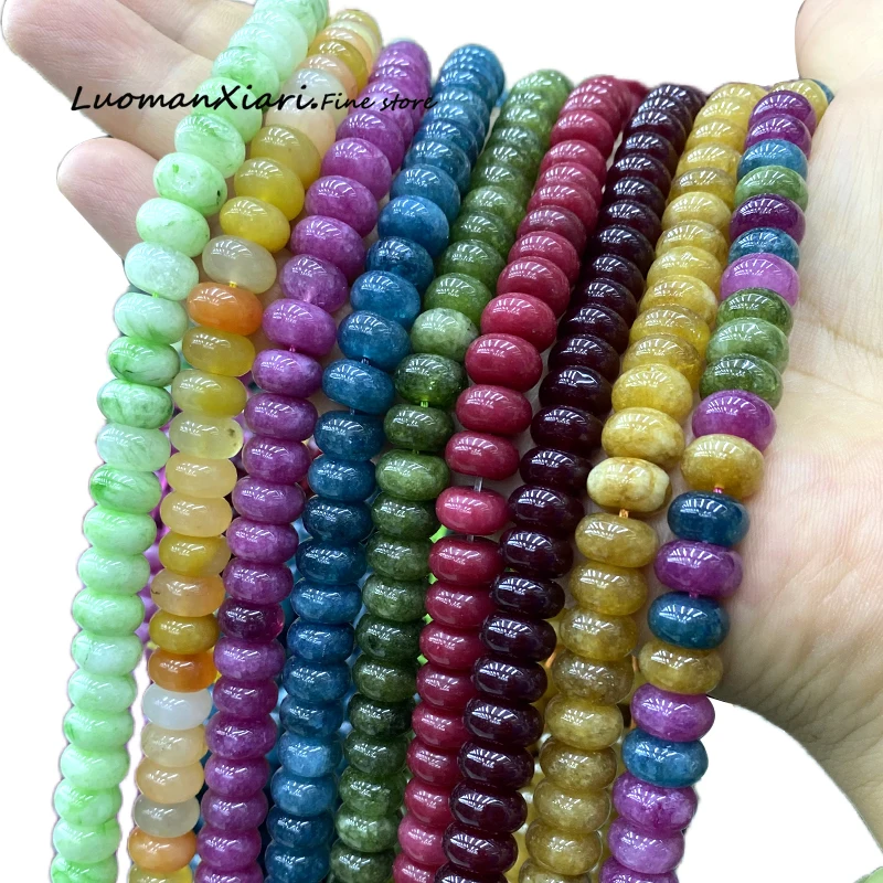 6x10MM Rondelle Natural Stone Colorful Red Blue Yellow Chalcedony Loose Spacer Beads for Jewelry Making DIY Bracelet Accessories
