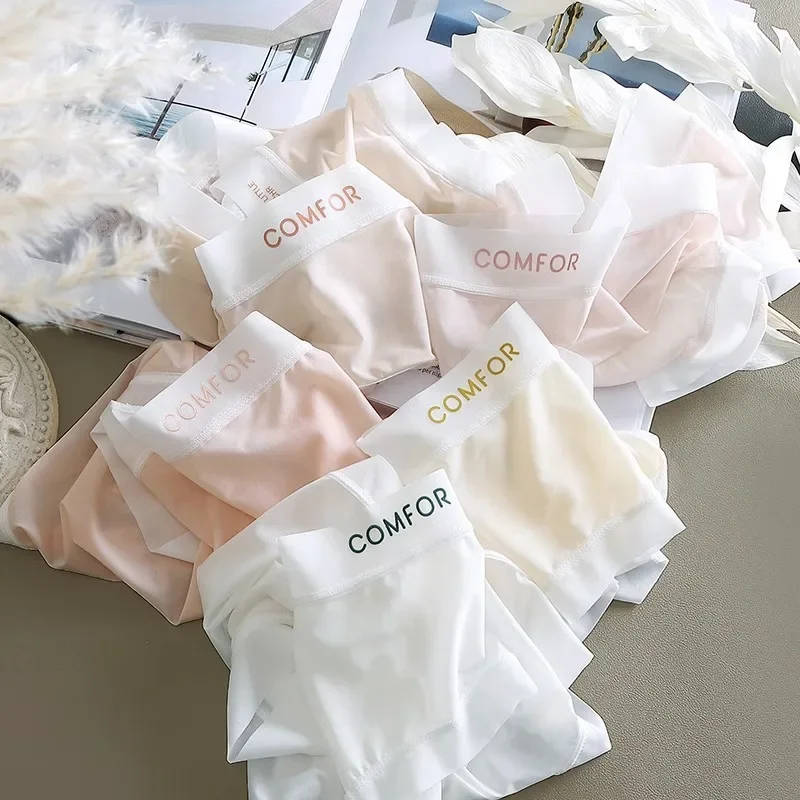 Женские трусики, сексуальные женские бесшовные трусики из ледяного шелка, быстросохнущее однотонное нижнее белье, удобные женские трусы, крутое нижнее белье