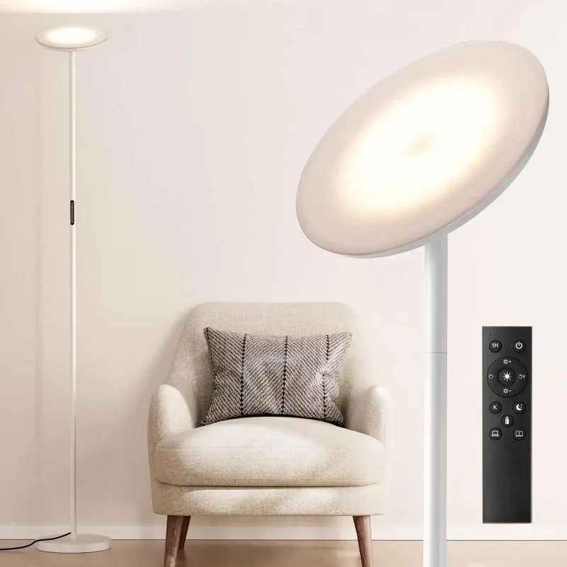 

Modern LED Floor Lamp - Remote & Touch Control, 40W/2400LM Sky Torchiere Standing Lamp, Fully Dimmable, 3 Color Temperatures