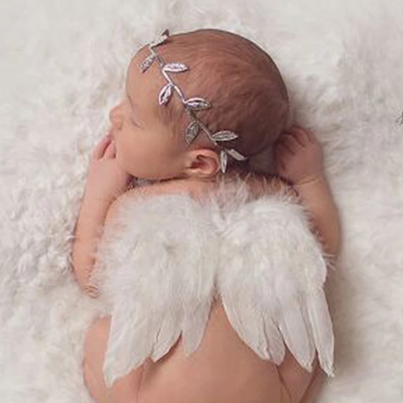 Nieuwe pasgeboren bladeren hoofdband witte baby cosplay fotografie prop outfits babymeisje