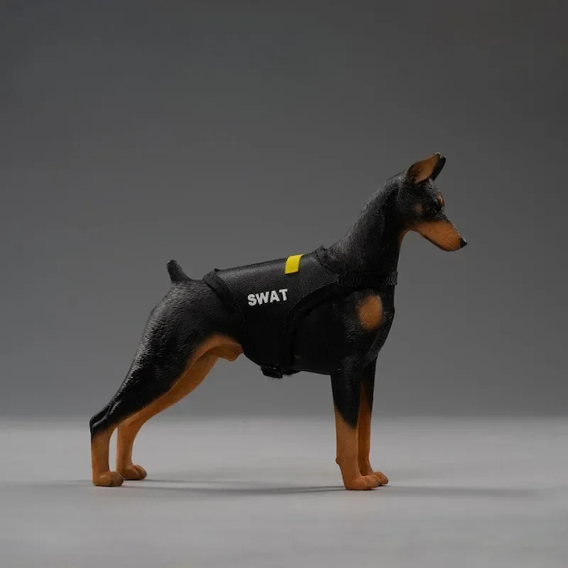 JXK 1/12 Scale Simulated Police Animals Dog  Doberman Pinscher Model Soldier Action Figures Car Desk Ornament