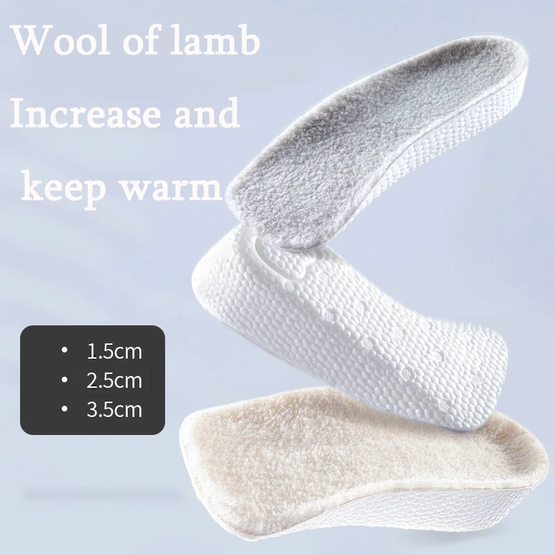 1Pair Arch Support Keep Warm Height Increase Insoles for Men Women Light Weight Soft Elastic Lift Warm Shoe Insole