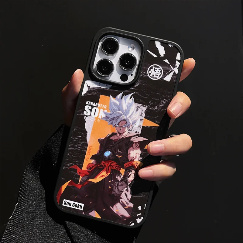 Anime Dragons Balls Phone Cases for Apple iphone 12 13 14 15 Pro Max Goku Vegeta Saiyan Black Back Protect Phone Cases Fundas