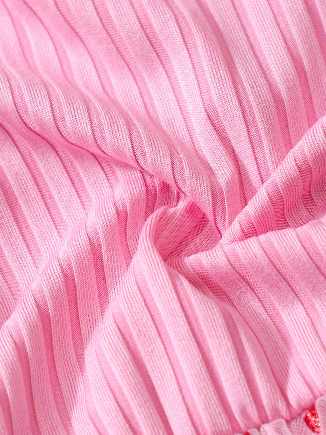 Gift bag! Round neck bubble sleeve pearl gauze dress Love gauze Valentine's Day and wedding partyFor children aged 4-7