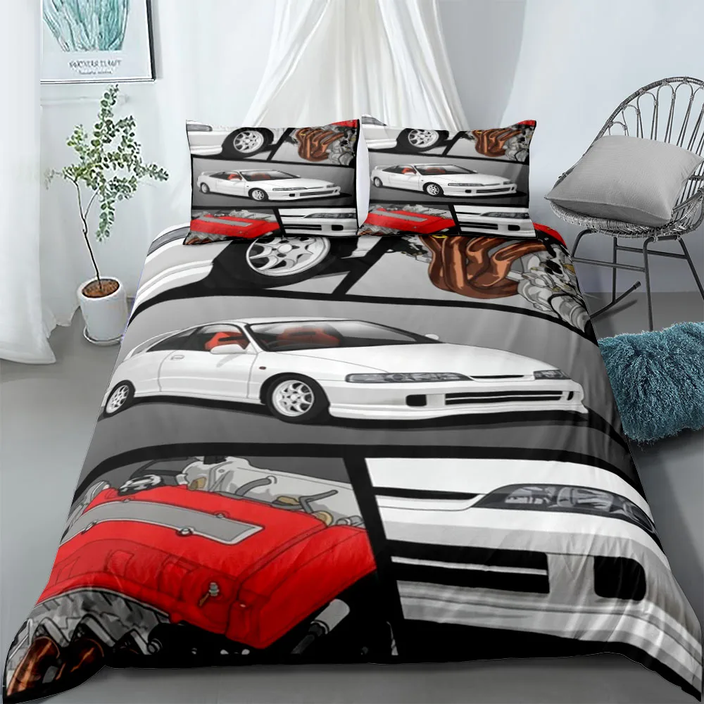 Automobile Poster Fans Bedding Set King Queen Double Full Twin Single Size Bed Linen Set