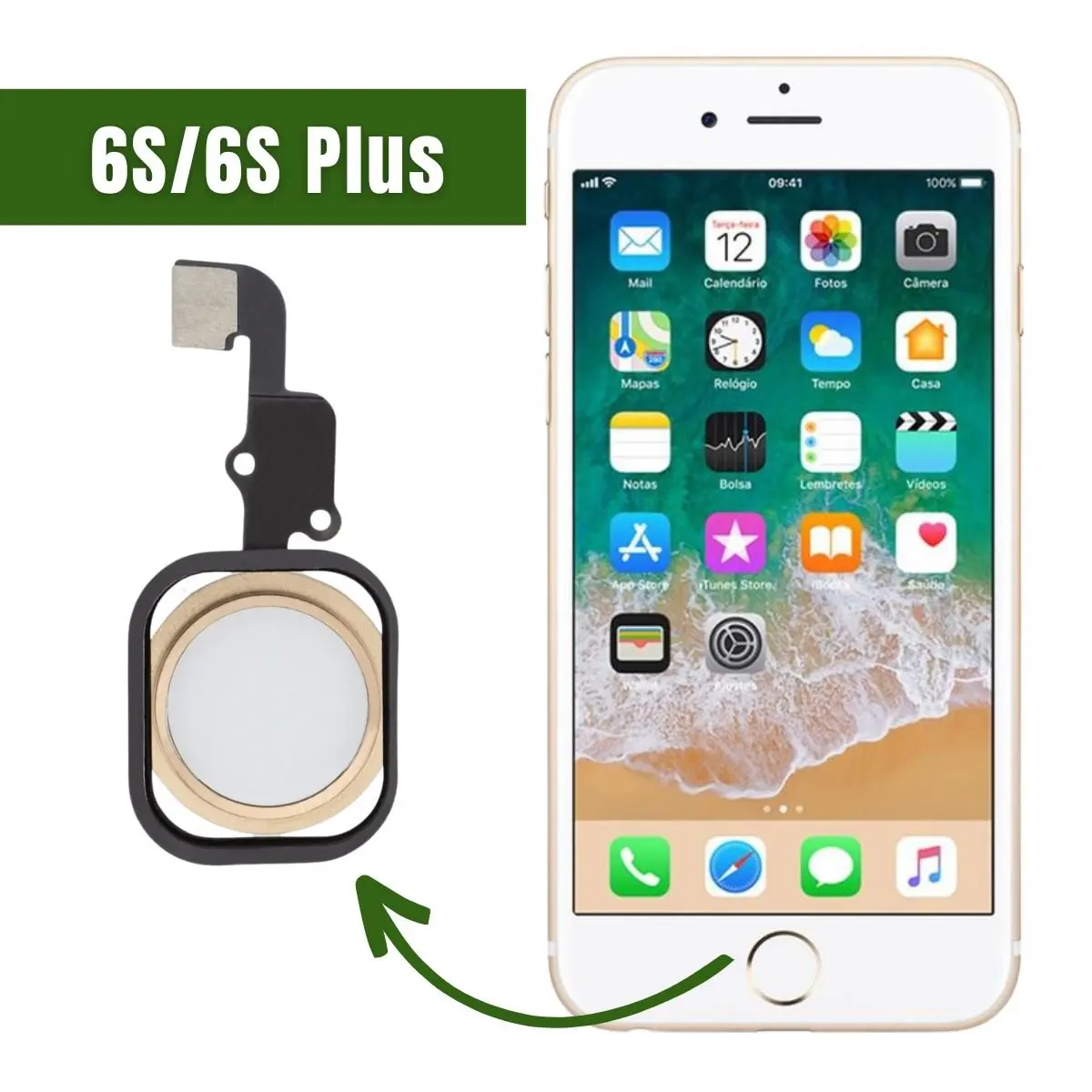 Home Start Button Compatible with iPhone 6S 6s Plus Golden