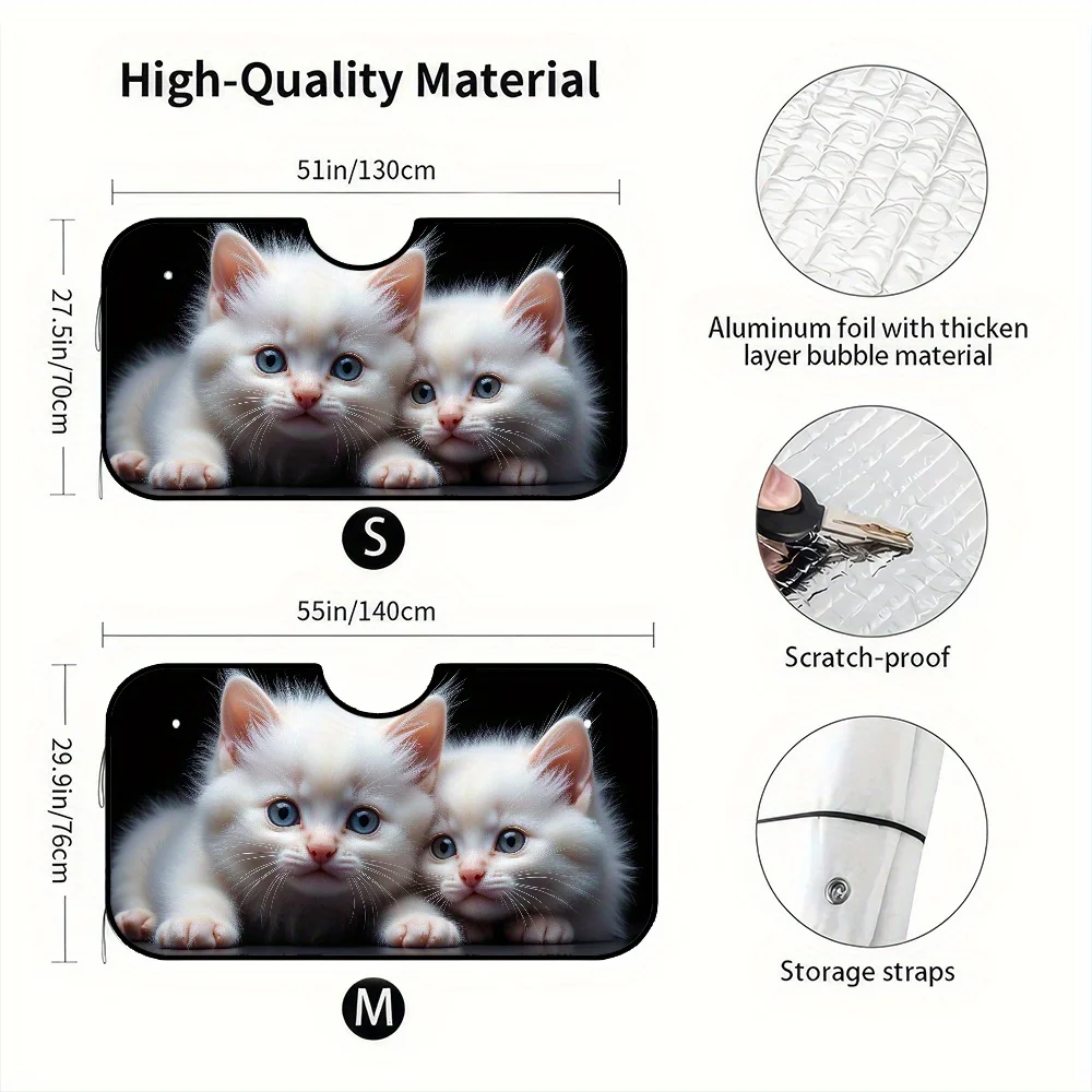 1pc Foldable Car Windshield Sunshade - Cute White Puppy Digital Art Print, UV Protection & Heat Reduction, Fit For All Vehicles,