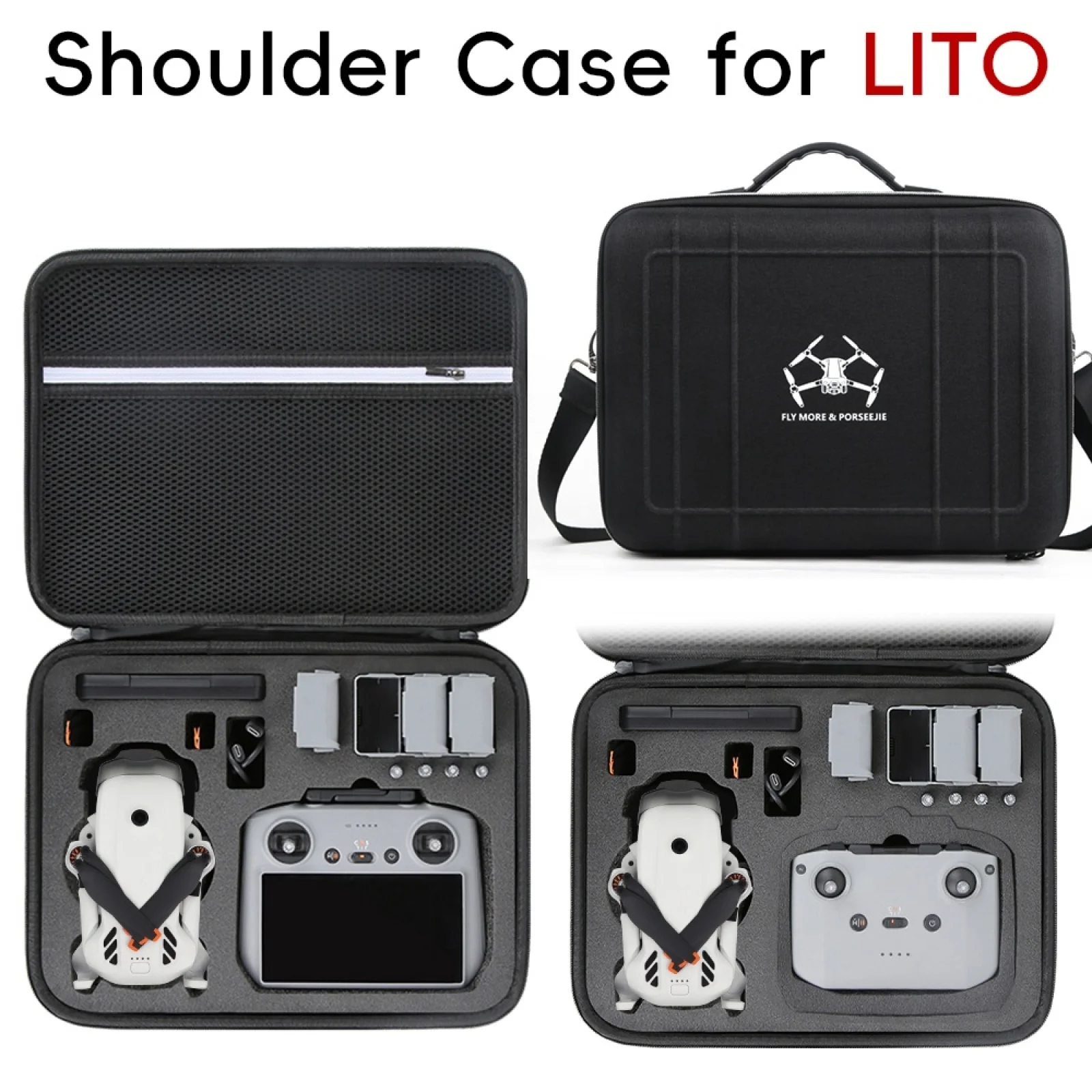 Carrying Case for DJI Lito X1 /Lito1, Portable Travel Storage Shoulder Bag for RC2/RC-N3 Remote Controller, Battery Charging Hub