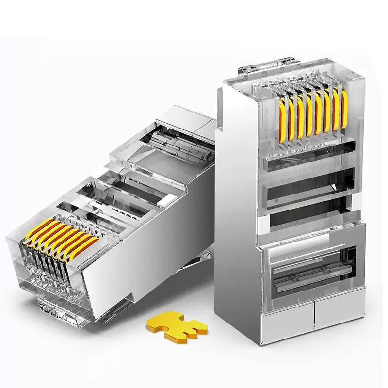 Złącze ZoeRax 50 szt. Cat6 RJ45 końcówki Cat6, złącze Cat6 / Cat5e RJ45, kabel Ethernet złącza zaciskowe UTP wtyczka sieciowa — zdjęcie 2