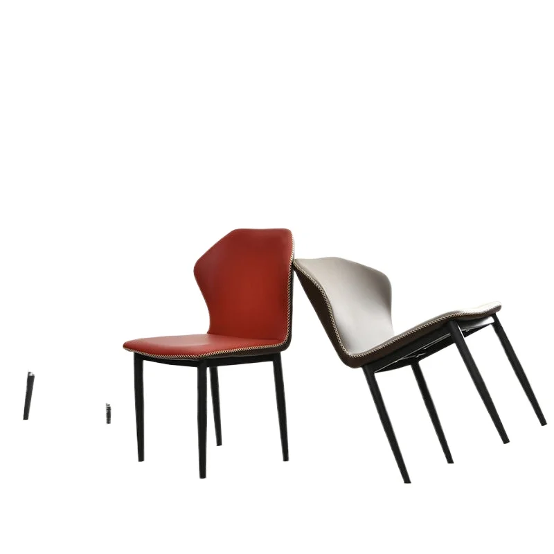 

Light luxury leather dining chair, modern simplicity for home use, comfortable soft bag, European style