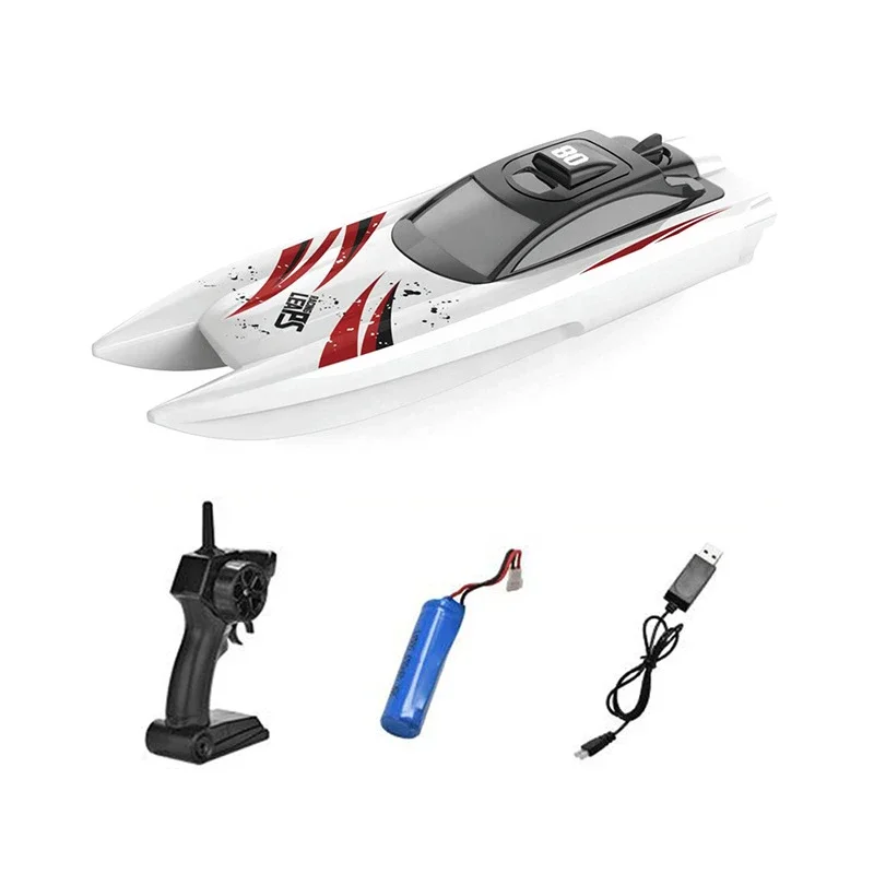 Lancha de Controle Remoto de Alta Velocidade para Meninos, RC Barco, Barco a Remo, Impermeável, Capsize Reset, RC Racing Speedboat Toy, 2.4G, 30 kmph, 4CH