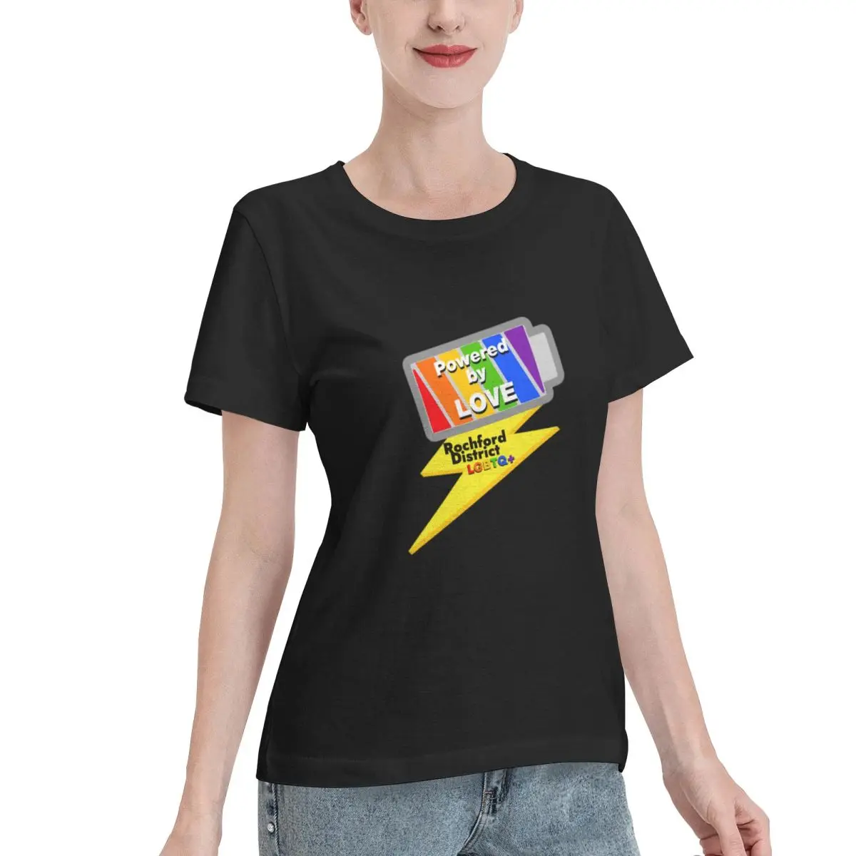 Multi Occasion Powered By Love - Rainbow Flag Women's T-shirt High End Regular Fit Tee