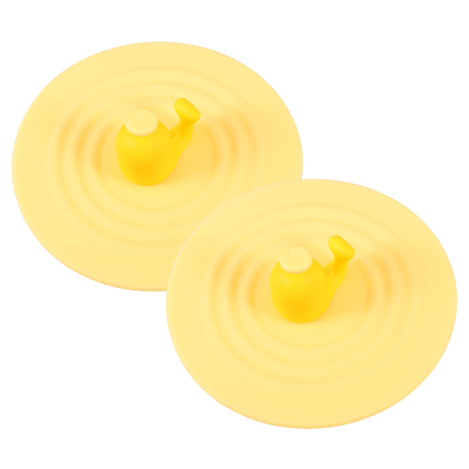 

2 Pcs Leak-proof Cup Lid Heat Resistant Dust-proof Bottle Cover Yellow Silicone Food Grade Cartoon Whale Design Practical Spoon