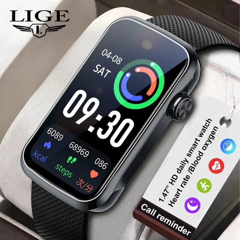 LIGE 2026 New Smartwatch 1.47-Inch Blood Oxygen Heart Rate Sleep Health Monitoring Call Reminder Multi Sport Band Watch Bracelet