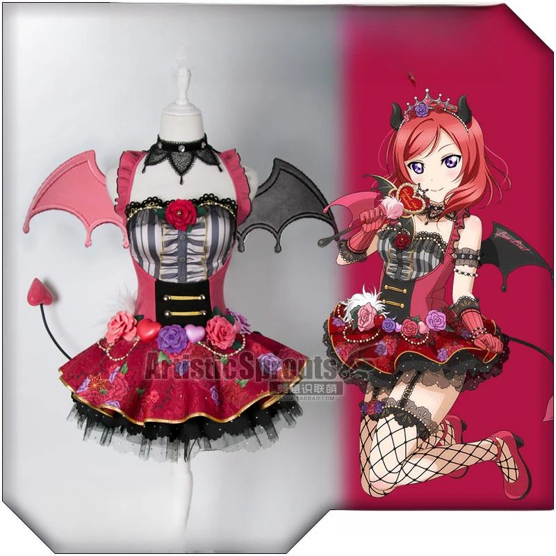 

AGCOS LOVELIVE Маки Нишикино Маленький Дьявол Пробуждение Косплей Костюм Девушка Прекрасное Поющее Платье Костюмы Косплей