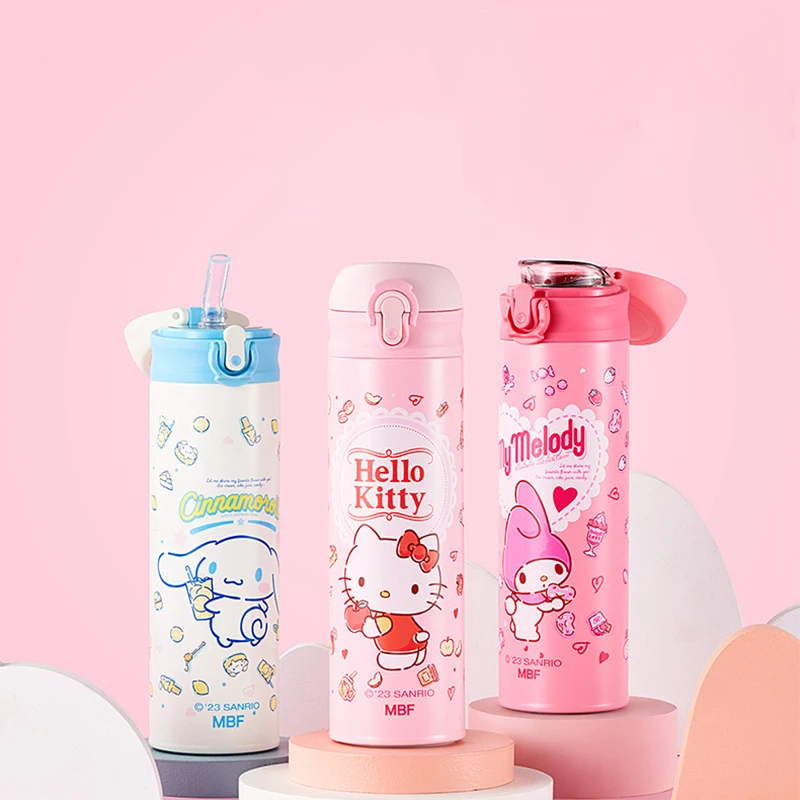 Hot Sanrio 480Ml Sus 316 Child Thermal Cup Kawaii Hello Kitty Cartoon Cute Large Capacity Student Drink Directly Kettle Fashion