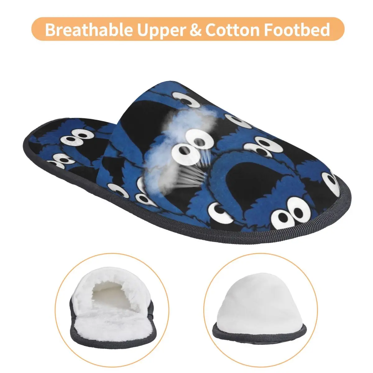 مخصص كوكي مونستر برامج التلفزيون شبشب منزل النساء لينة رغوة الذاكرة الانزلاق على أحذية شبشب الفندق